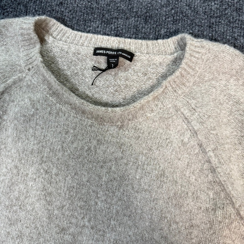 James Perse 100% Cashmere Crewneck Sweater Oatmeal Beige Size 2 US Medium - Picture 2 of 7